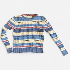 liz claiborne cable knit striped sweater S